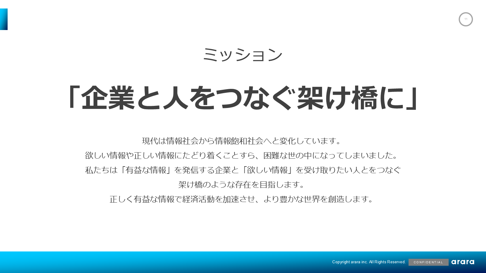 ミッション「企業と人をつなぐ架け橋に」のページ